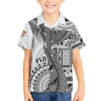 Fiji Rugby Personalised Bula Masi Family Matching Off Shoulder Maxi Dress and Hawaiian Shirt Fish Tail Kaivity Cibi - White LT7 Son's Shirt White - Polynesian Pride