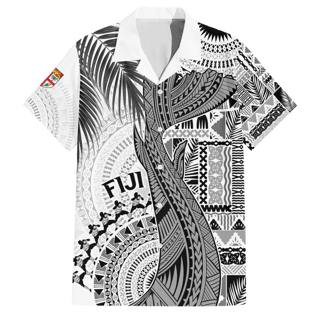 Fiji Rugby Personalised Bula Masi Family Matching Short Sleeve Bodycon Dress and Hawaiian Shirt Fish Tail Kaivity Cibi - White LT7 Dad's Shirt - Short Sleeve White - Polynesian Pride