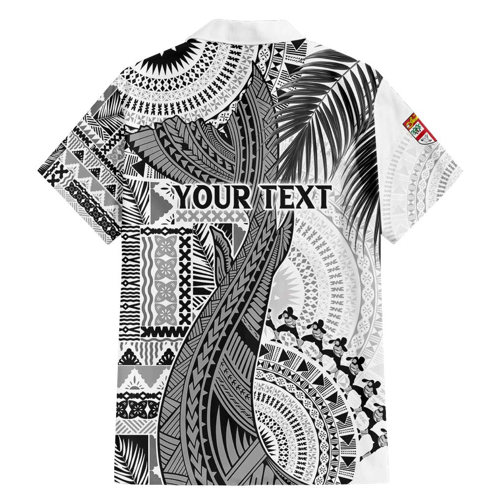 Fiji Rugby Personalised Bula Masi Family Matching Summer Maxi Dress and Hawaiian Shirt Fish Tail Kaivity Cibi - White LT7 - Polynesian Pride
