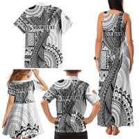 Fiji Rugby Personalised Bula Masi Family Matching Tank Maxi Dress and Hawaiian Shirt Fish Tail Kaivity Cibi - White LT7 - Polynesian Pride