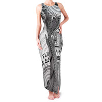 Fiji Rugby Personalised Bula Masi Family Matching Tank Maxi Dress and Hawaiian Shirt Fish Tail Kaivity Cibi - White LT7 Mom's Dress White - Polynesian Pride