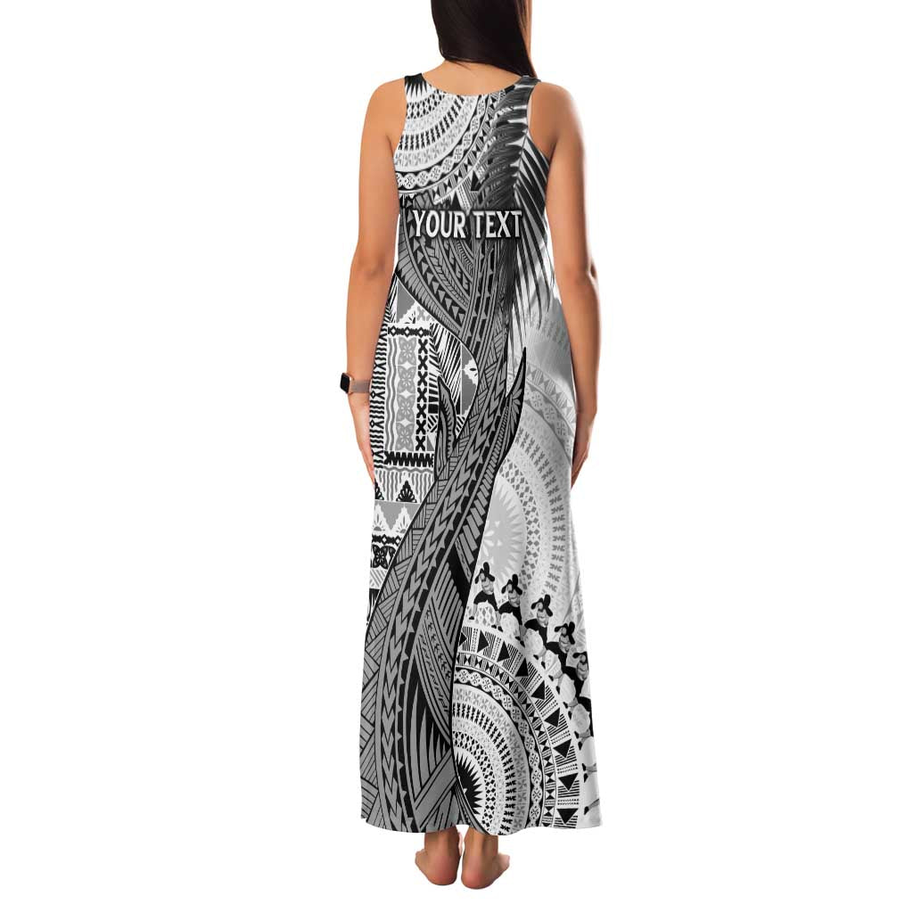 Fiji Rugby Personalised Bula Masi Family Matching Tank Maxi Dress and Hawaiian Shirt Fish Tail Kaivity Cibi - White LT7 - Polynesian Pride