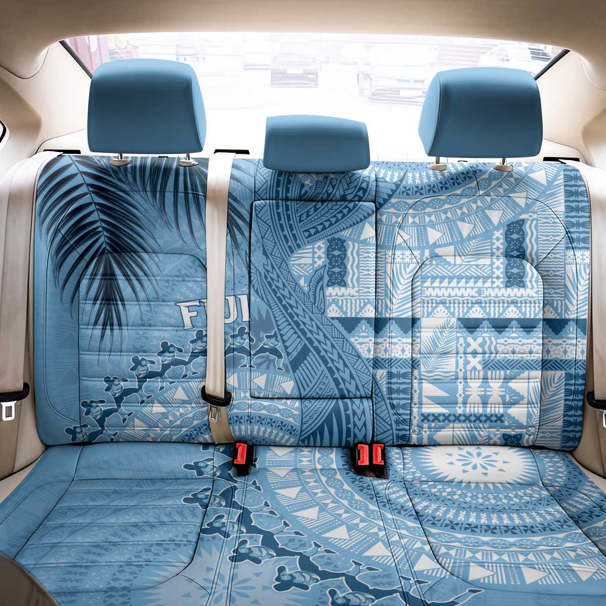 Fiji Rugby Bula Masi Back Car Seat Cover Fish Tail Kaivity Cibi - Turquoise LT7 - Polynesian Pride