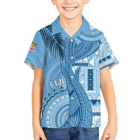 Fiji Rugby Personalised Bula Masi Family Matching Long Sleeve Bodycon Dress and Hawaiian Shirt Fish Tail Kaivity Cibi - Turquoise LT7 Son's Shirt Turquoise - Polynesian Pride