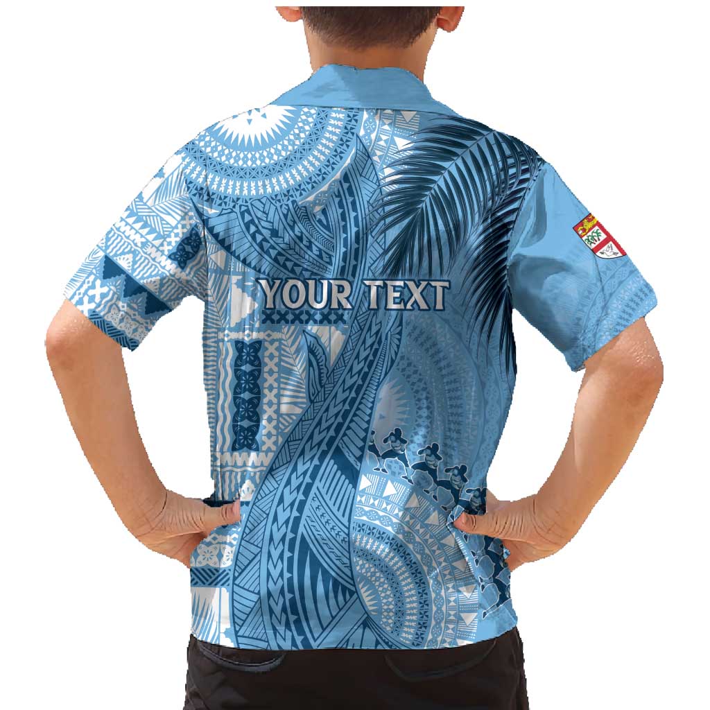 Fiji Rugby Personalised Bula Masi Family Matching Mermaid Dress and Hawaiian Shirt Fish Tail Kaivity Cibi - Turquoise LT7 - Polynesian Pride