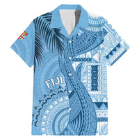 Fiji Rugby Personalised Bula Masi Family Matching Mermaid Dress and Hawaiian Shirt Fish Tail Kaivity Cibi - Turquoise LT7 Dad's Shirt - Short Sleeve Turquoise - Polynesian Pride