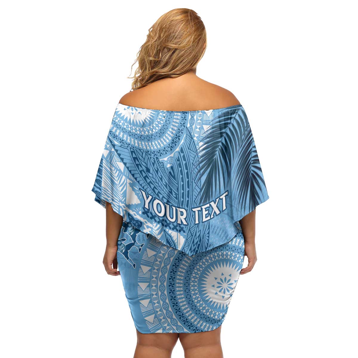 Fiji Rugby Personalised Bula Masi Family Matching Off Shoulder Short Dress and Hawaiian Shirt Fish Tail Kaivity Cibi - Turquoise LT7 - Polynesian Pride