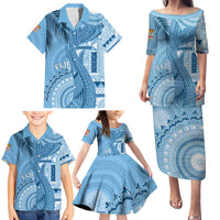 Fiji Rugby Personalised Bula Masi Family Matching Puletasi and Hawaiian Shirt Fish Tail Kaivity Cibi - Turquoise LT7 - Polynesian Pride