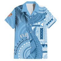 Fiji Rugby Personalised Bula Masi Family Matching Puletasi and Hawaiian Shirt Fish Tail Kaivity Cibi - Turquoise LT7 Dad's Shirt - Short Sleeve Turquoise - Polynesian Pride