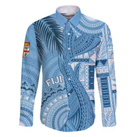 Fiji Rugby Personalised Bula Masi Family Matching Puletasi and Hawaiian Shirt Fish Tail Kaivity Cibi - Turquoise LT7 Dad's Shirt - Long Sleeve Turquoise - Polynesian Pride