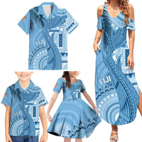 Fiji Rugby Personalised Bula Masi Family Matching Summer Maxi Dress and Hawaiian Shirt Fish Tail Kaivity Cibi - Turquoise LT7 - Polynesian Pride