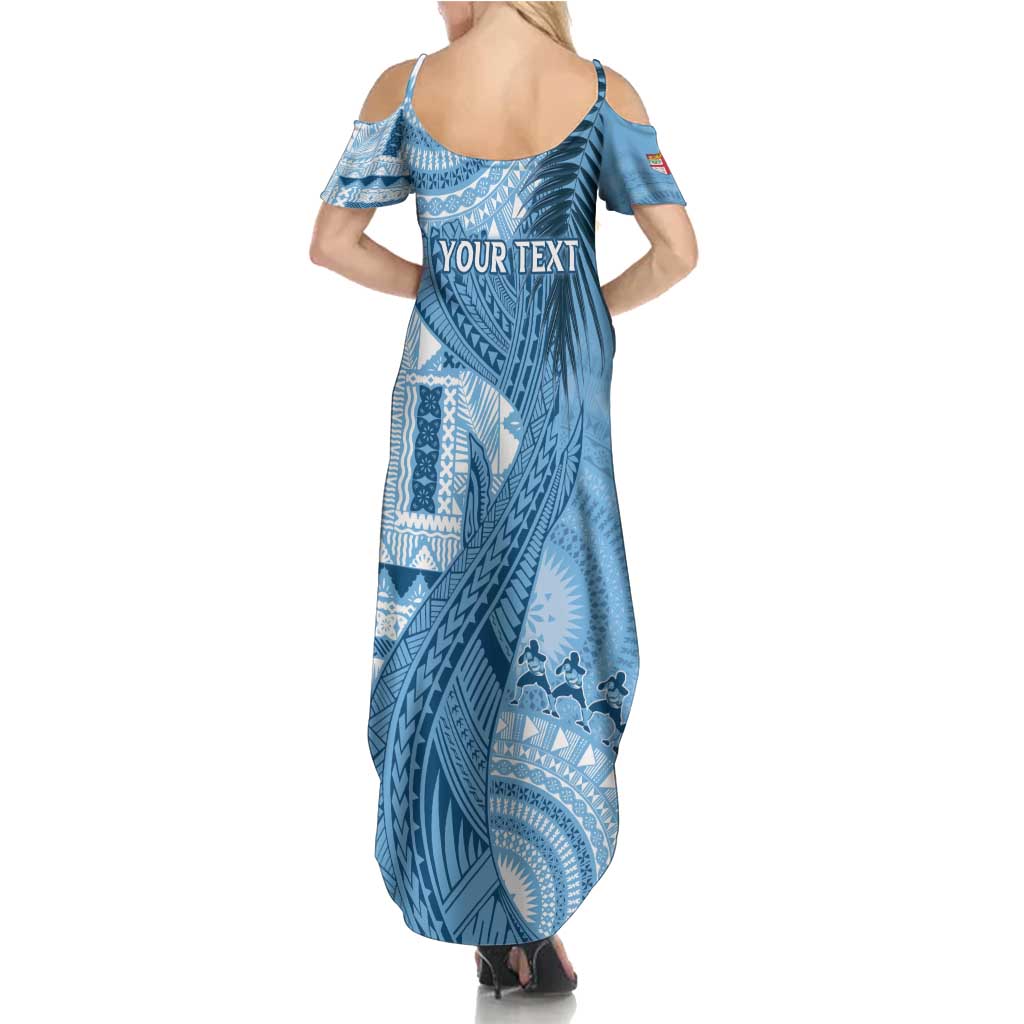 Fiji Rugby Personalised Bula Masi Family Matching Summer Maxi Dress and Hawaiian Shirt Fish Tail Kaivity Cibi - Turquoise LT7 - Polynesian Pride