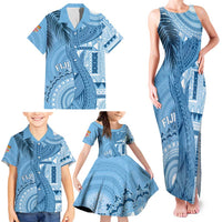Fiji Rugby Personalised Bula Masi Family Matching Tank Maxi Dress and Hawaiian Shirt Fish Tail Kaivity Cibi - Turquoise LT7 - Polynesian Pride