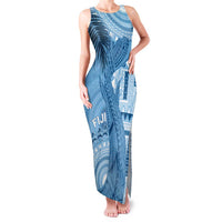 Fiji Rugby Personalised Bula Masi Family Matching Tank Maxi Dress and Hawaiian Shirt Fish Tail Kaivity Cibi - Turquoise LT7 Mom's Dress Turquoise - Polynesian Pride