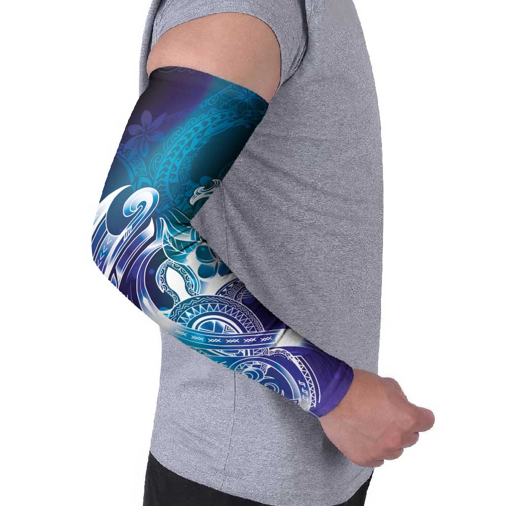 Aloha Hawaii Turtle Arm Sleeves Teal Purple Ribbon - Polynesian Pride