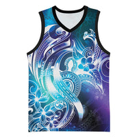 Aloha Hawaii Turtle Basketball Jersey Teal Purple Ribbon LT7 Unisex Purple Teal - Polynesian Pride