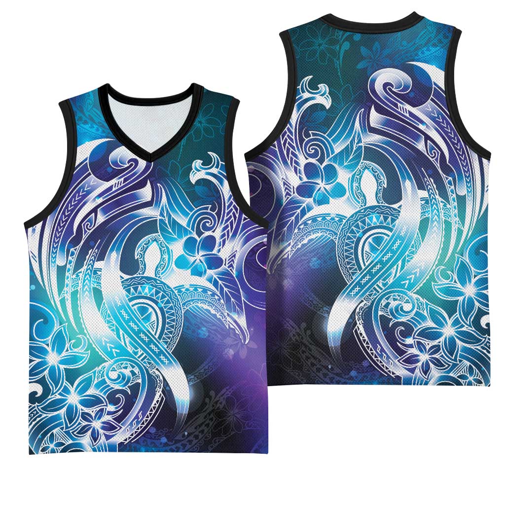 Aloha Hawaii Turtle Basketball Jersey Teal Purple Ribbon LT7 - Polynesian Pride