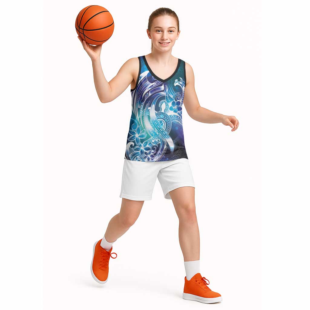 Aloha Hawaii Turtle Basketball Jersey Teal Purple Ribbon LT7 - Polynesian Pride