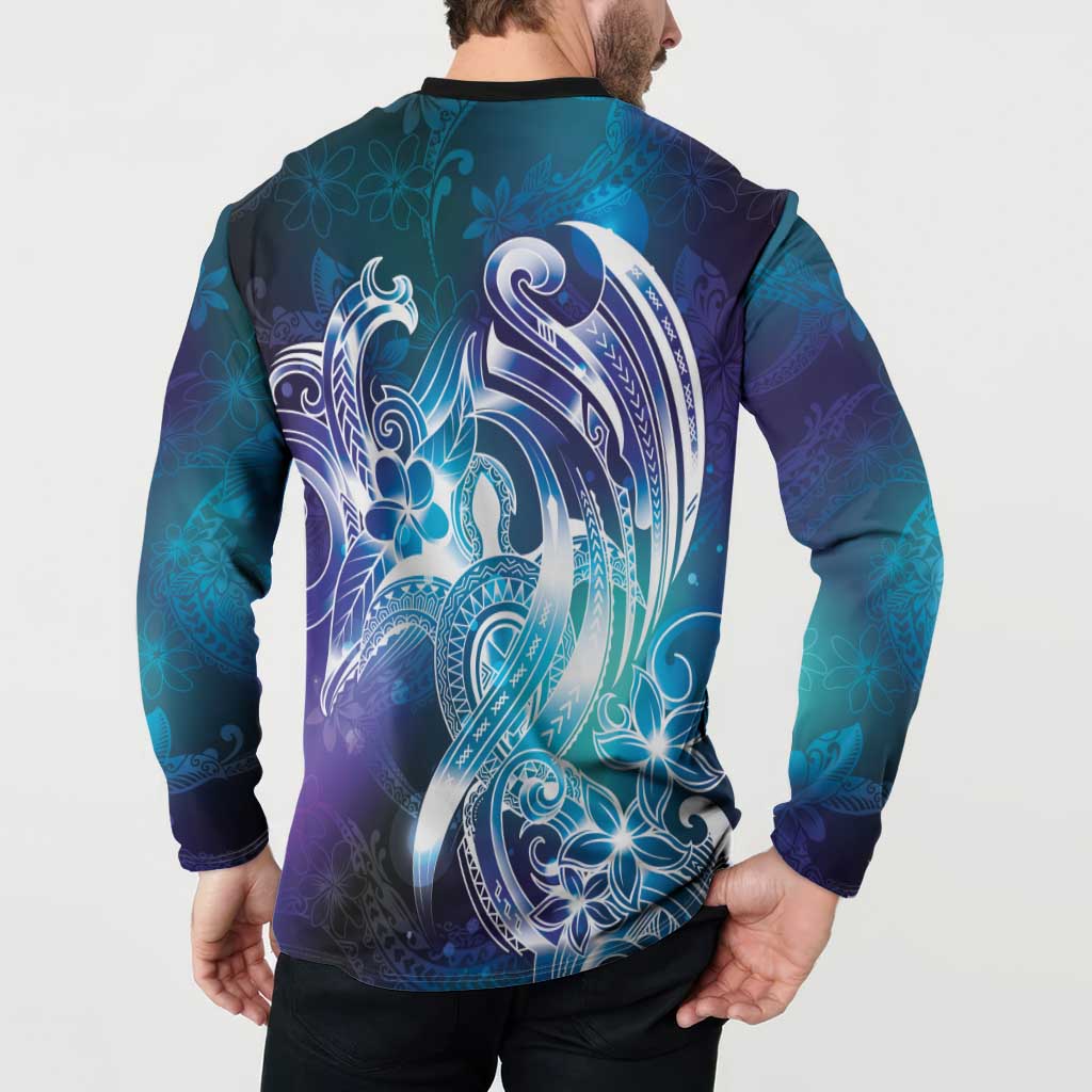 Aloha Hawaii Turtle Button Sweatshirt Teal Purple Ribbon - Polynesian Pride