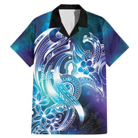 Aloha Hawaii Turtle Family Matching Mermaid Dress and Hawaiian Shirt Teal Purple Ribbon LT7 Dad's Shirt - Short Sleeve Purple Teal - Polynesian Pride