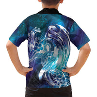 Aloha Hawaii Turtle Family Matching Off Shoulder Short Dress and Hawaiian Shirt Teal Purple Ribbon LT7 - Polynesian Pride