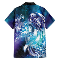 Aloha Hawaii Turtle Family Matching Short Sleeve Bodycon Dress and Hawaiian Shirt Teal Purple Ribbon LT7 - Polynesian Pride