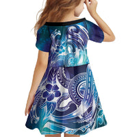 Aloha Hawaii Turtle Family Matching Summer Maxi Dress and Hawaiian Shirt Teal Purple Ribbon LT7 - Polynesian Pride