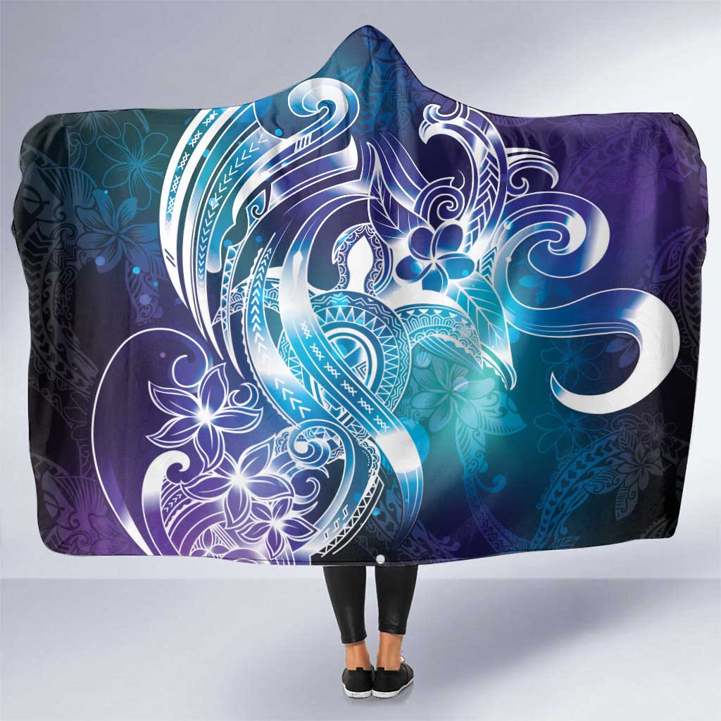 Aloha Hawaii Turtle Hooded Blanket Teal Purple Ribbon LT7 One Size Purple Teal - Polynesian Pride