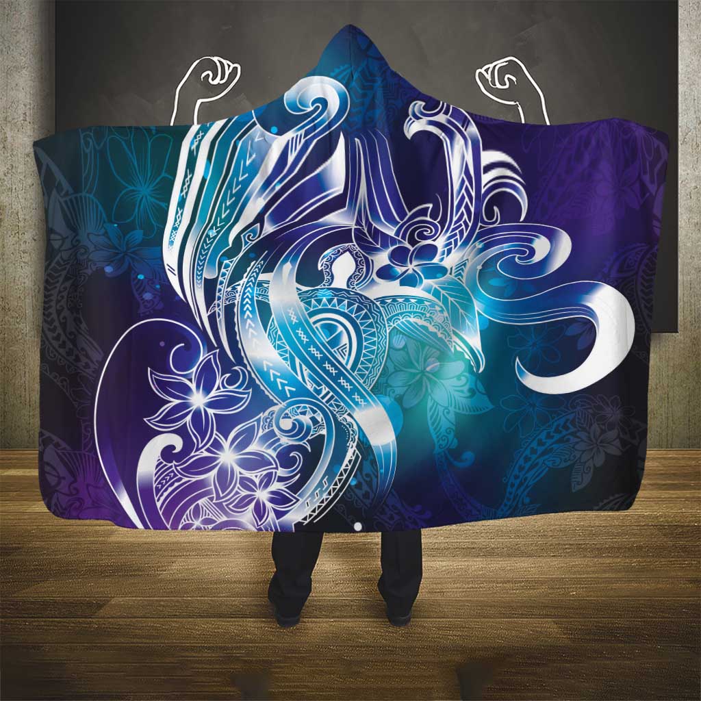 Aloha Hawaii Turtle Hooded Blanket Teal Purple Ribbon LT7 - Polynesian Pride