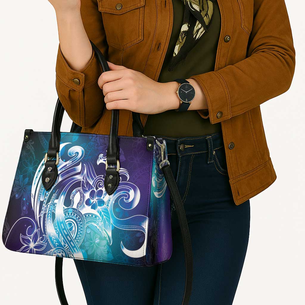 Aloha Hawaii Turtle Leather Bag Teal Purple Ribbon - Polynesian Pride