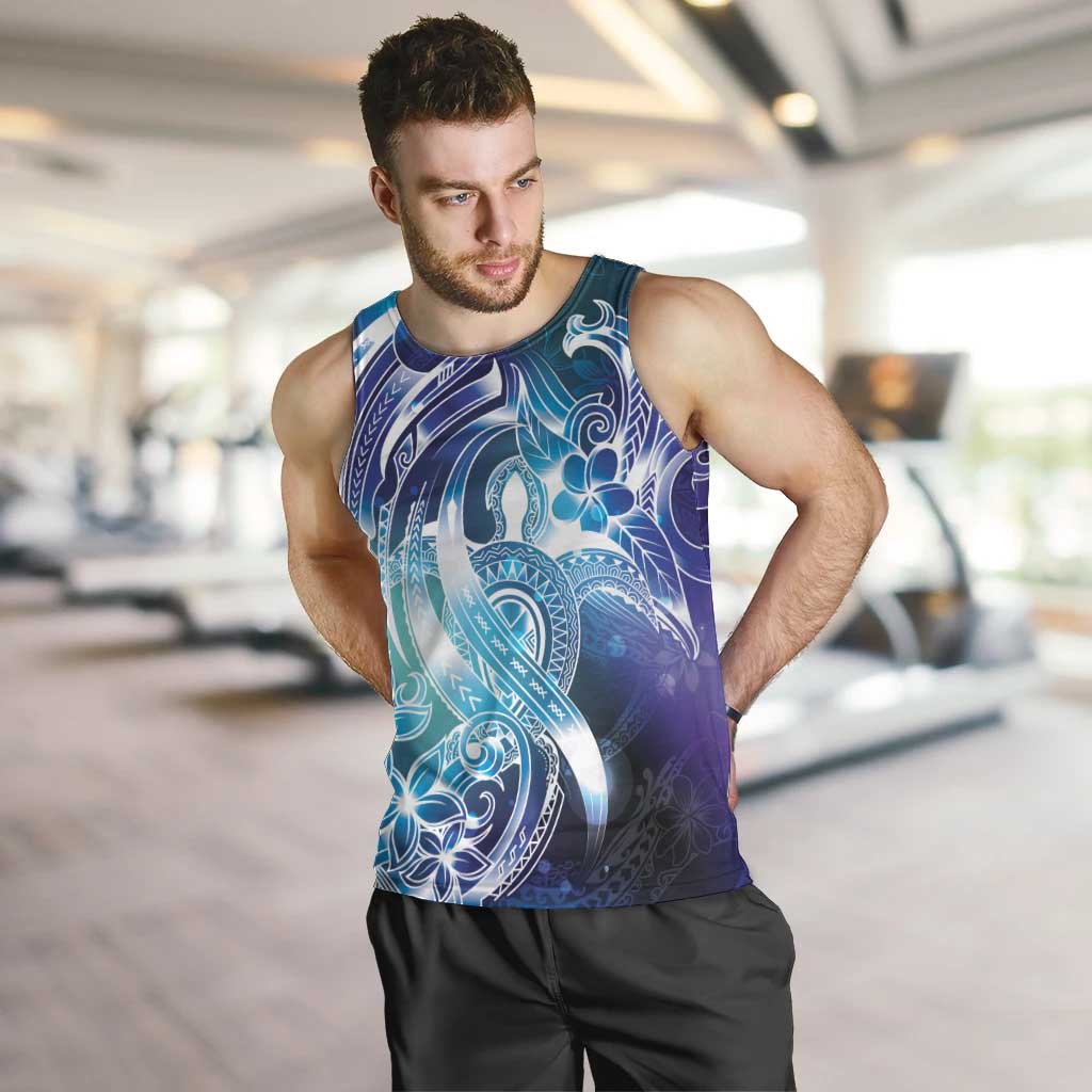 Aloha Hawaii Turtle Men Tank Top Teal Purple Ribbon LT7 Purple Teal - Polynesian Pride