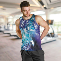 Aloha Hawaii Turtle Men Tank Top Teal Purple Ribbon LT7 Purple Teal - Polynesian Pride