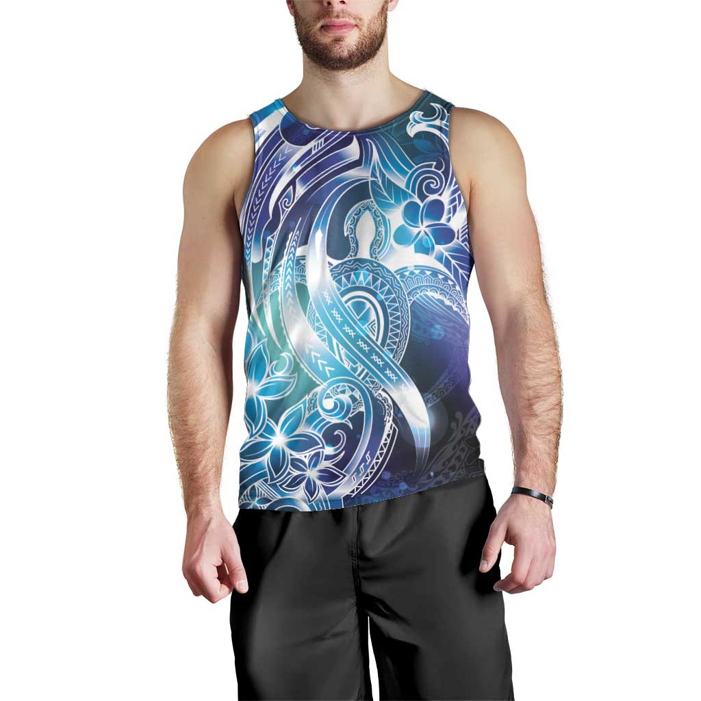 Aloha Hawaii Turtle Men Tank Top Teal Purple Ribbon LT7 - Polynesian Pride