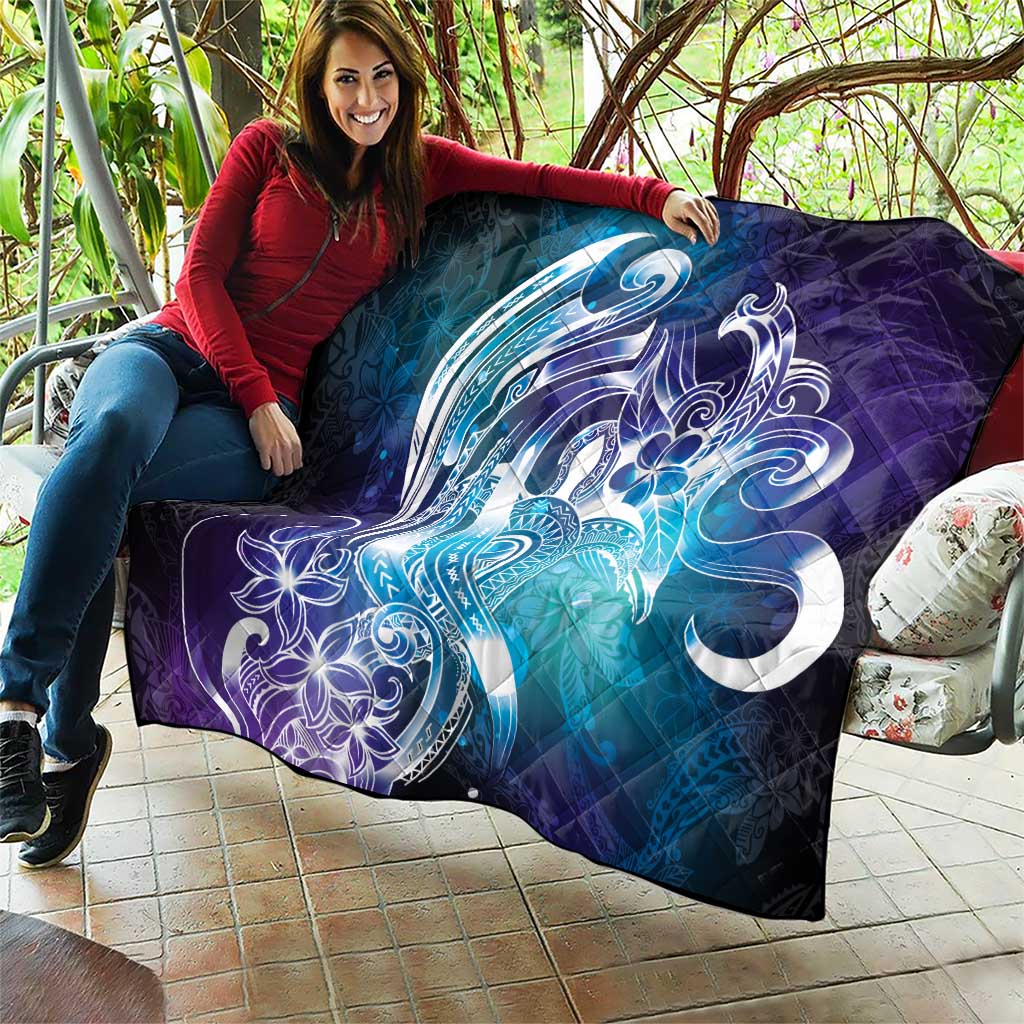 Aloha Hawaii Turtle Quilt Teal Purple Ribbon - Polynesian Pride