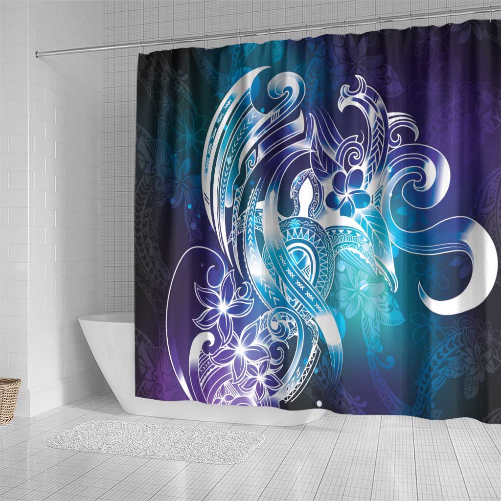Aloha Hawaii Turtle Shower Curtain Teal Purple Ribbon - Polynesian Pride