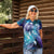 Aloha Hawaii Turtle Women Polo Shirt Teal Purple Ribbon - Polynesian Pride