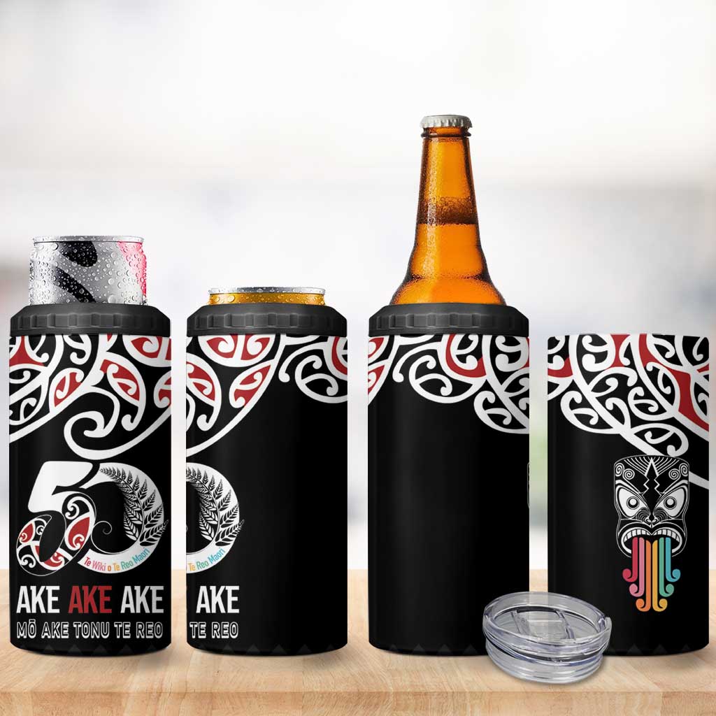 Kia Kaha Te Reo Maori 4 in 1 Can Cooler Tumbler 50 Years Mo Ake Tonu Te Reo LT7 - Polynesian Pride