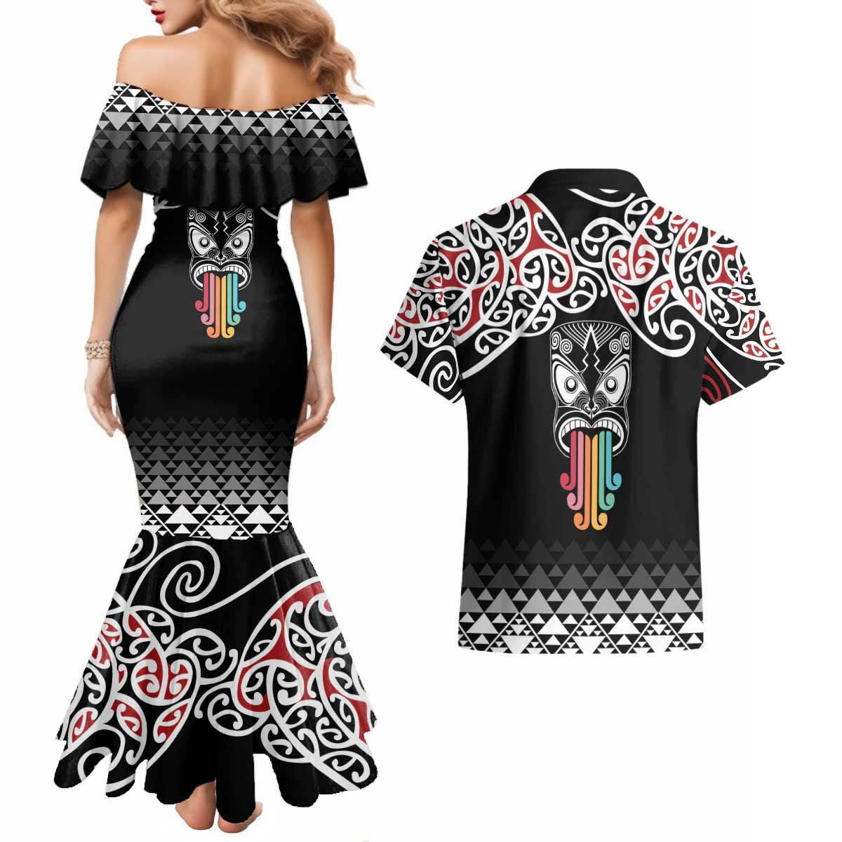 Kia Kaha Te Reo Maori Couples Matching Mermaid Dress and Hawaiian Shirt 50 Years Mo Ake Tonu Te Reo LT7 - Polynesian Pride