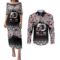 Kia Kaha Te Reo Maori Couples Matching Puletasi and Long Sleeve Button Shirt 50 Years Mo Ake Tonu Te Reo LT7 Black - Polynesian Pride