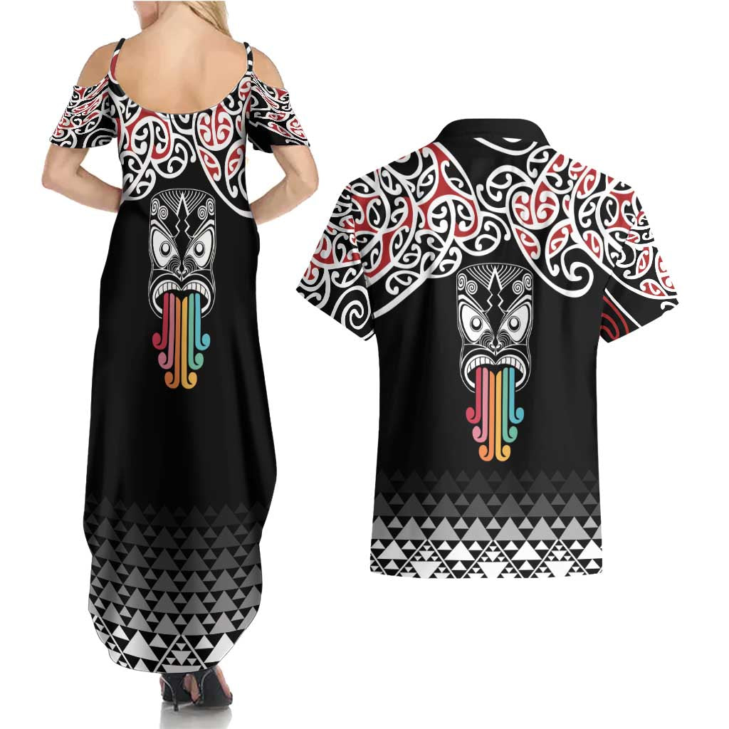 Kia Kaha Te Reo Maori Couples Matching Summer Maxi Dress and Hawaiian Shirt 50 Years Mo Ake Tonu Te Reo LT7 - Polynesian Pride