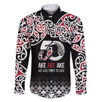 Kia Kaha Te Reo Maori Family Matching Mermaid Dress and Hawaiian Shirt 50 Years Mo Ake Tonu Te Reo LT7 Dad's Shirt - Long Sleeve Black - Polynesian Pride