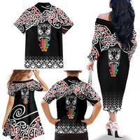 Kia Kaha Te Reo Maori Family Matching Off The Shoulder Long Sleeve Dress and Hawaiian Shirt 50 Years Mo Ake Tonu Te Reo LT7 - Polynesian Pride