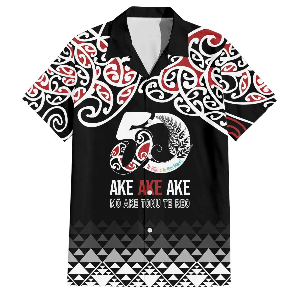 Kia Kaha Te Reo Maori Family Matching Off The Shoulder Long Sleeve Dress and Hawaiian Shirt 50 Years Mo Ake Tonu Te Reo LT7 Dad's Shirt - Short Sleeve Black - Polynesian Pride