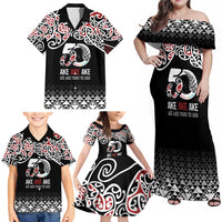 Kia Kaha Te Reo Maori Family Matching Off Shoulder Maxi Dress and Hawaiian Shirt 50 Years Mo Ake Tonu Te Reo LT7 - Polynesian Pride