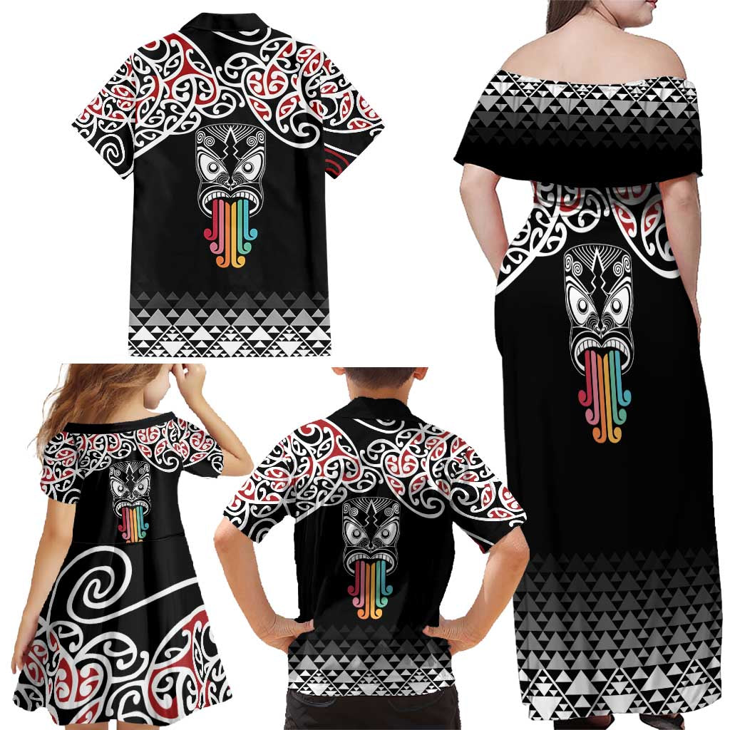 Kia Kaha Te Reo Maori Family Matching Off Shoulder Maxi Dress and Hawaiian Shirt 50 Years Mo Ake Tonu Te Reo LT7 - Polynesian Pride