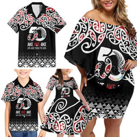 Kia Kaha Te Reo Maori Family Matching Off Shoulder Short Dress and Hawaiian Shirt 50 Years Mo Ake Tonu Te Reo LT7 - Polynesian Pride