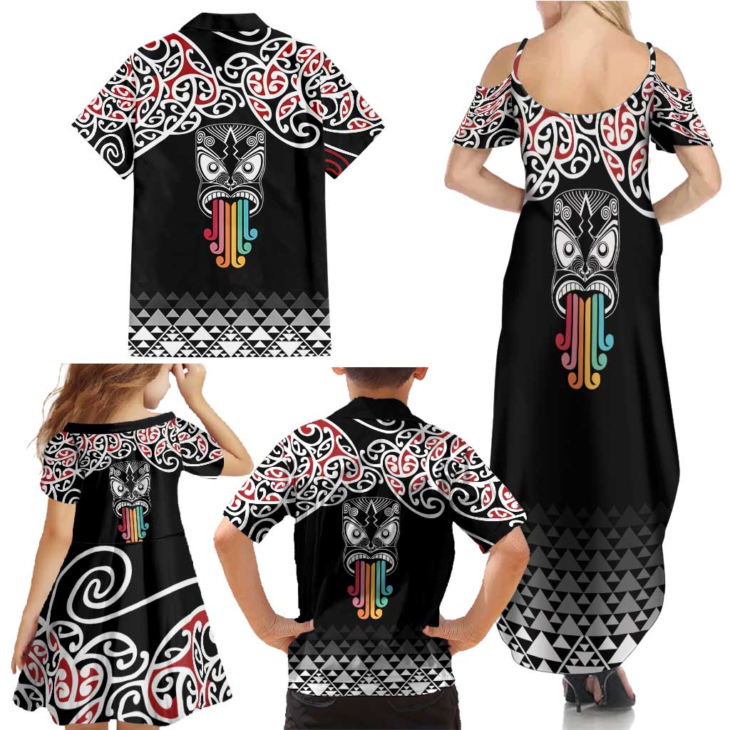 Kia Kaha Te Reo Maori Family Matching Summer Maxi Dress and Hawaiian Shirt 50 Years Mo Ake Tonu Te Reo LT7 - Polynesian Pride
