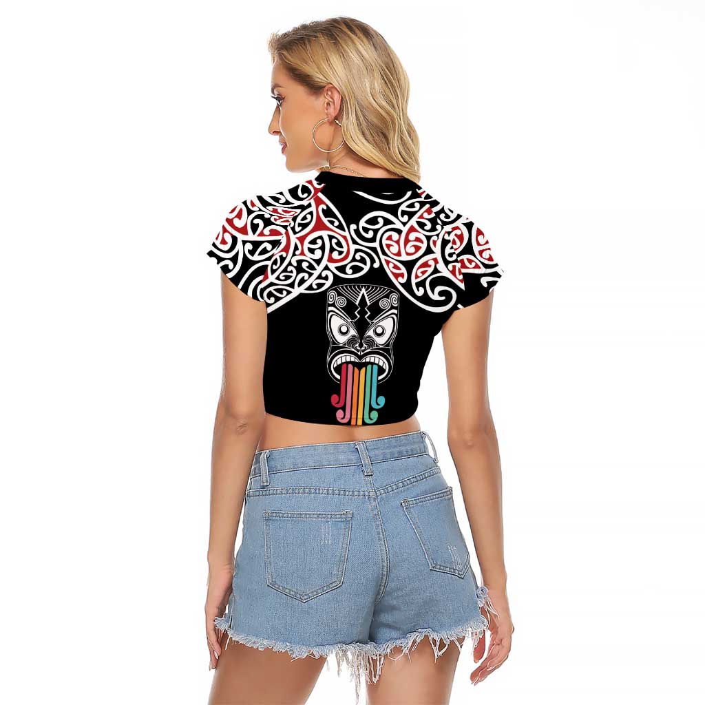 Kia Kaha Te Reo Maori Raglan Cropped T Shirt 50 Years Mo Ake Tonu Te Reo - Polynesian Pride