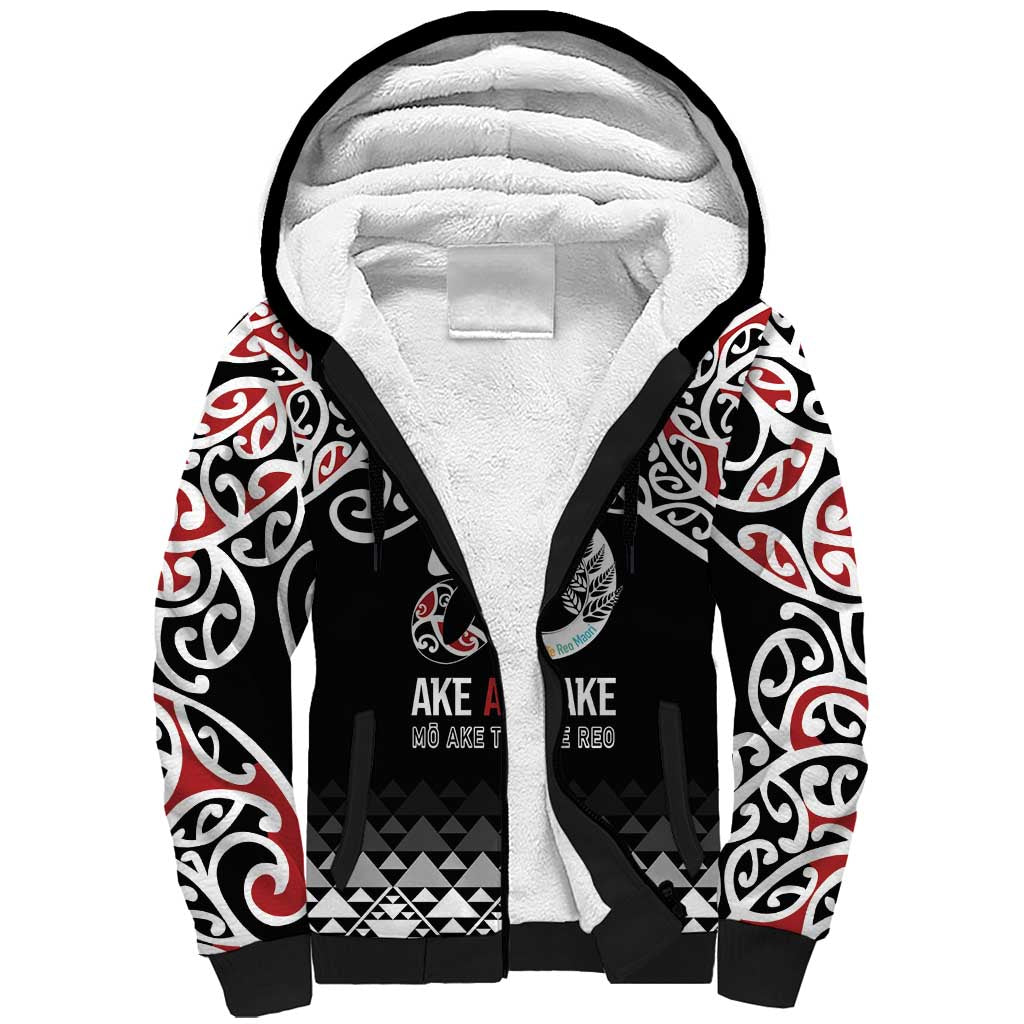 Kia Kaha Te Reo Maori Sherpa Hoodie 50 Years Mo Ake Tonu Te Reo LT7 Unisex Black - Polynesian Pride