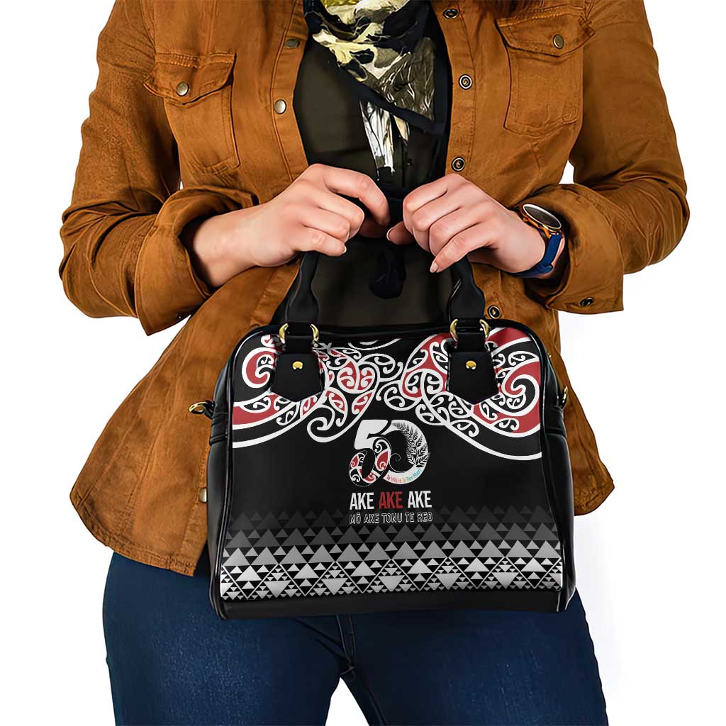 Kia Kaha Te Reo Maori Shoulder Handbag 50 Years Mo Ake Tonu Te Reo - Polynesian Pride